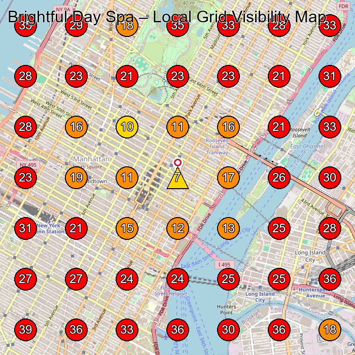 Brightful Day Spa GeoGrid visibility map for Massage Spa in New York
